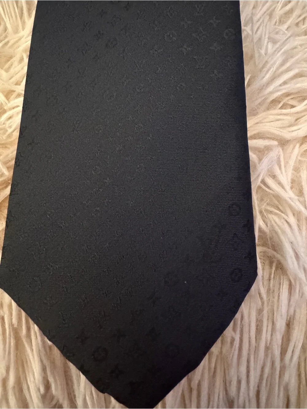 Louis Vuitton Black Monogram Men's Silk Tie